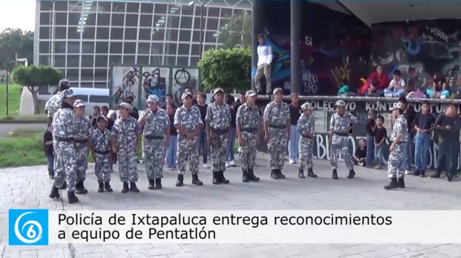 Policía de Ixtapaluca entregan reconocimientos en Parque Chopos a miembros de pentatlón 