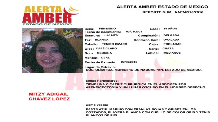 Alerta Amber Estado de México