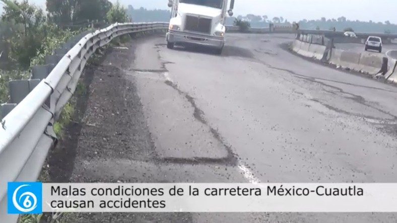 La carretera México-Cuautla, en malas condiciones por gran cantidad de baches