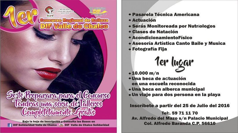 DIF de Valle de Chalco lanza convocatoria para concurso de belleza 