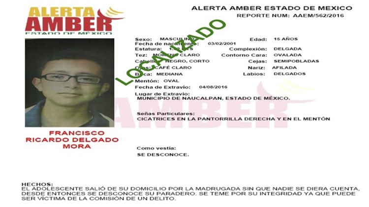 Informa PGJEM la localización de un adolescente reportado como desaparecido en en EDOMÉX