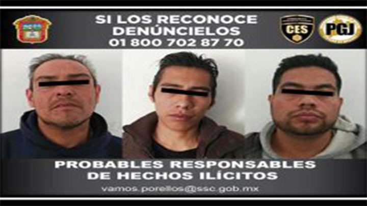 Detienen en Ixtapaluca a tres hombres por presunta relación con el delito de robo