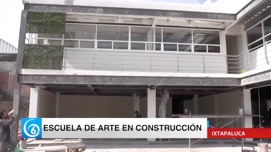 Avance en la construcción de la escuela de arte en la colonia El Tejolote en Ixtapaluca