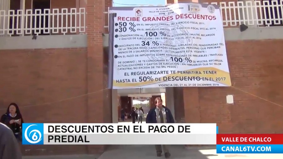 Continúa vigente el programa de descuentos en el pago de predial en Valle de Chalco