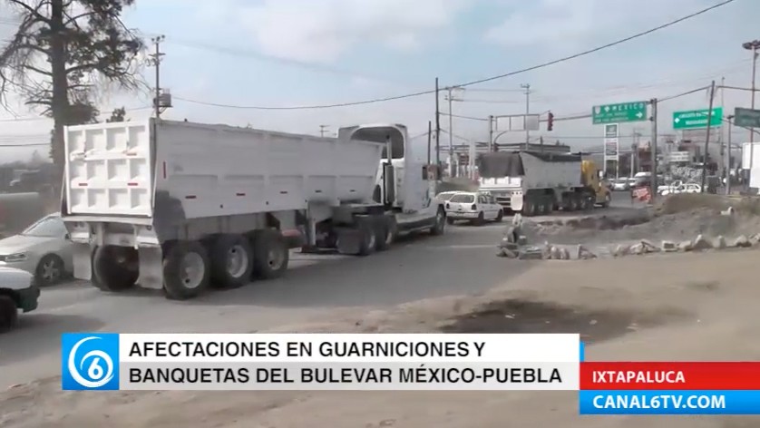 Se registran afectaciones en guarniciones y baquetas del bulevar México-Puebla