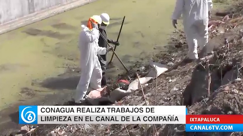 CONAGUA realiza trabajos de limpieza en el canal de San Juan Tlalpizahuac