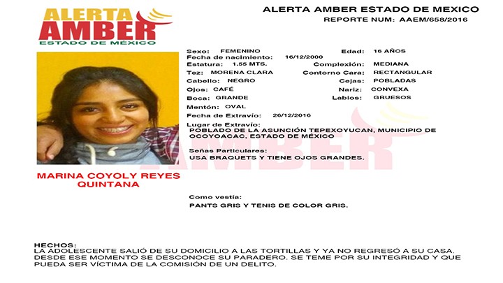 Alerta Amber Estado de México