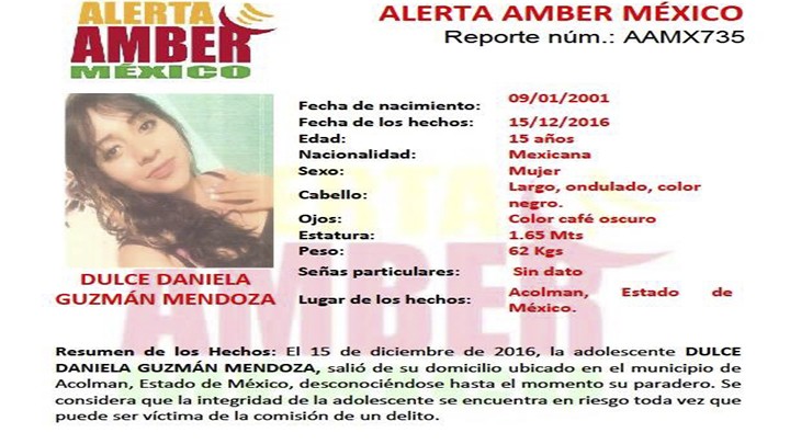 Alerta Amber Estado de México