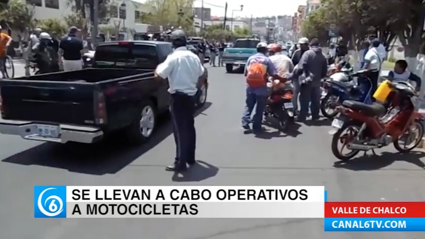 Realizan operativo de revisión de motonetas y motocicletas en Valle de Chalco