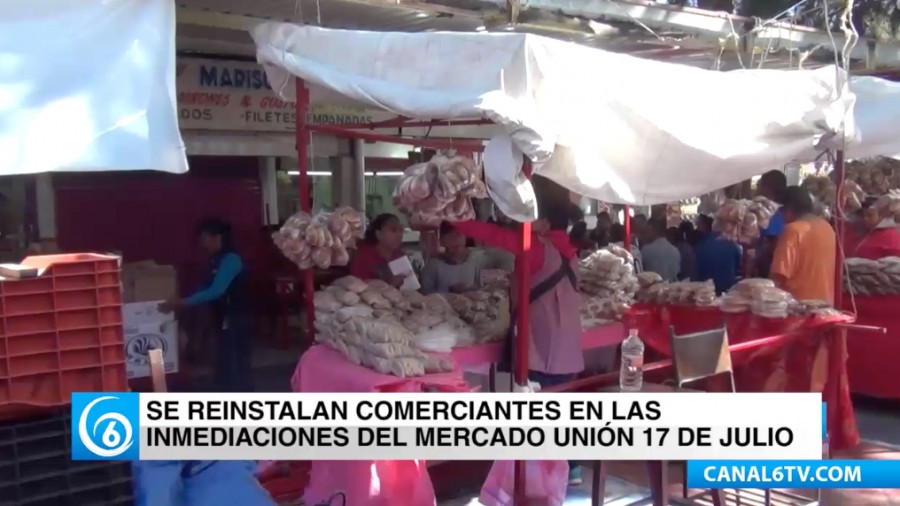 Comerciantes del mercado Unión 17 en Chalco, fueron reinstalados