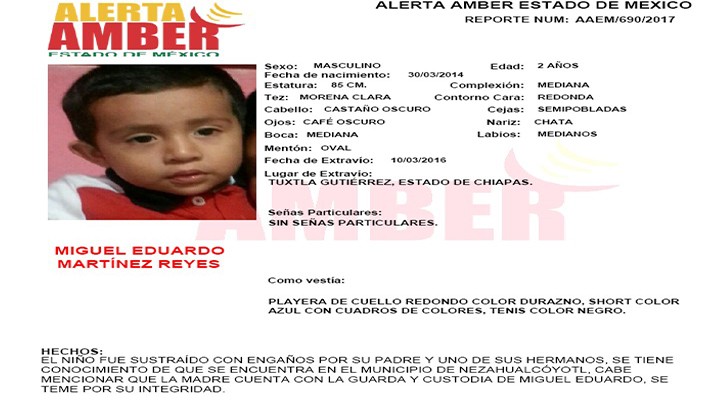 Alerta Amber Estado de México