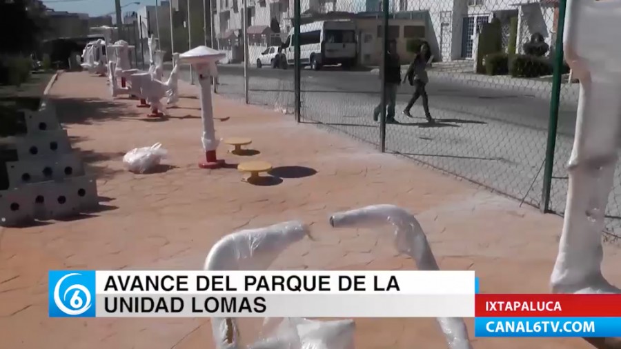 Avance en la rehabilitación del parque de la unidad Lomas de Ixtapaluca