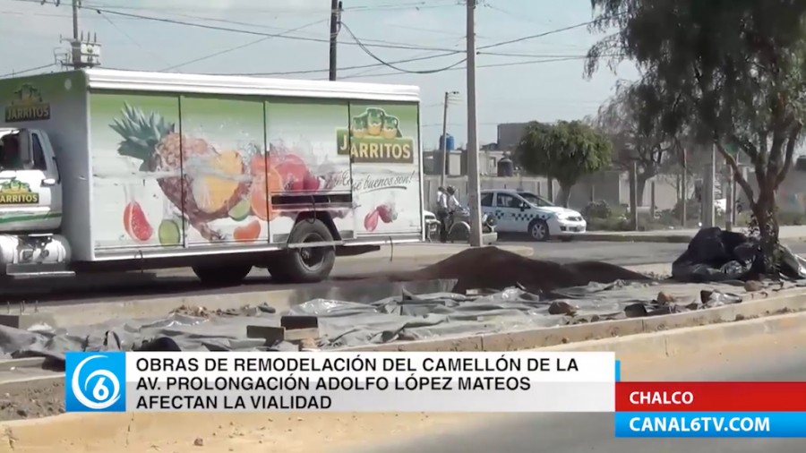 Obras del camellón López Mateos en Chalco afectan la vialidad