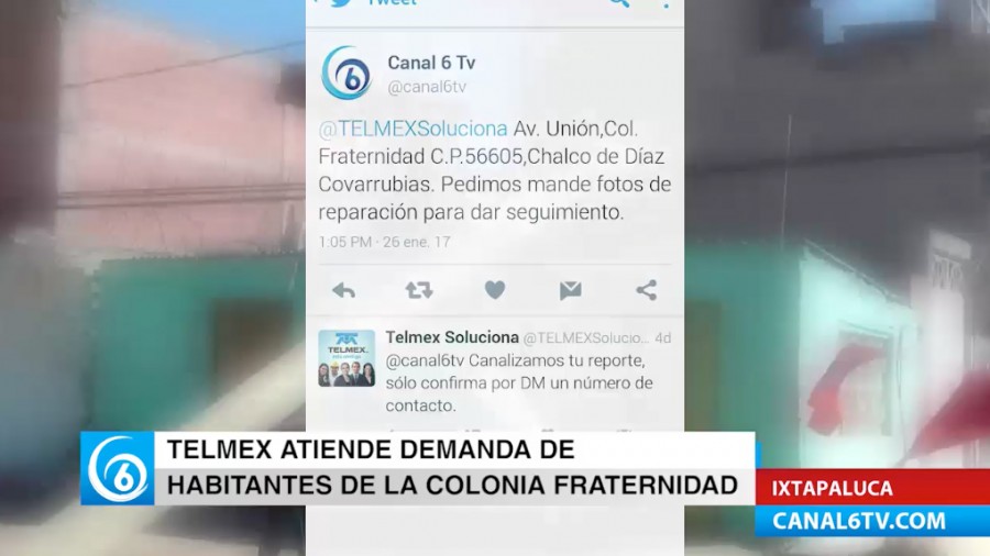 TELMEX repara poste caídos en la colonia Fraternidad en Chalco