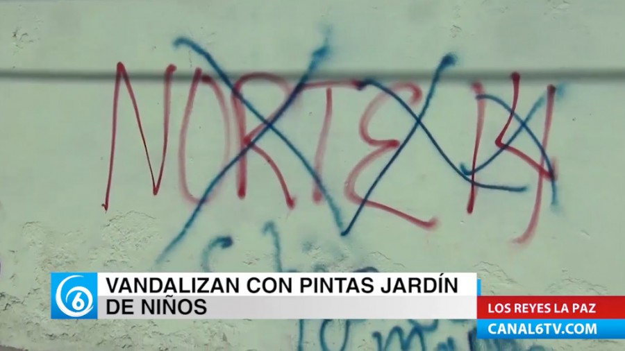 Vandalizan con pintas el jardín de niños Chichen Itzá de Los Reyes La Paz