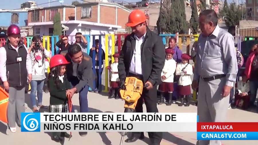 Inicio de techumbre en el jardín de niños Frida Kahlo en Ayotla