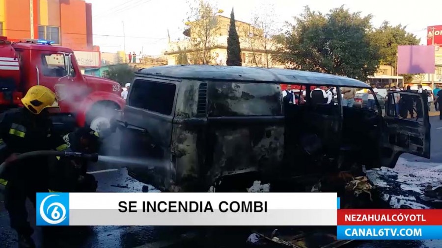 Unidad del transporte público se incendió en avenida Pantitlán en Nezahualcóyotl