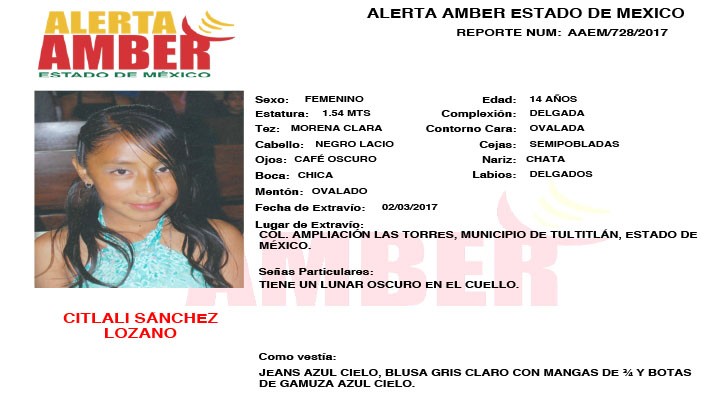 Alerta Amber Estado de México