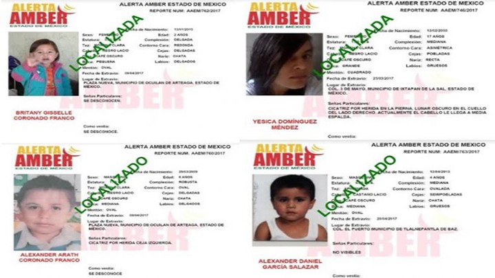 CUATRO MENORES REPORTADOS COMO DESAPARECIDOS EN EL EDOMEX YA FUERON LOCALIZADOS