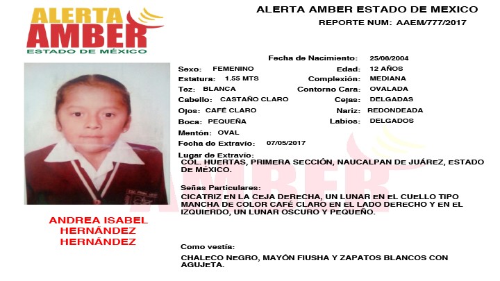 Alerta Amber Estado de México