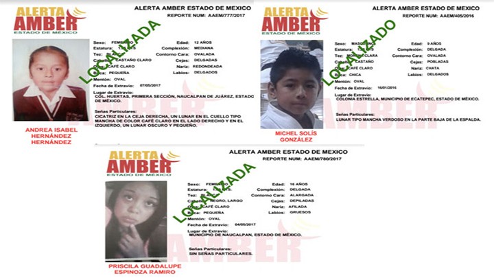 INFORMAN LA LOCALIZACIÓN DE TRES MENORES DESAPARECIDOS EN EL EDOMEX