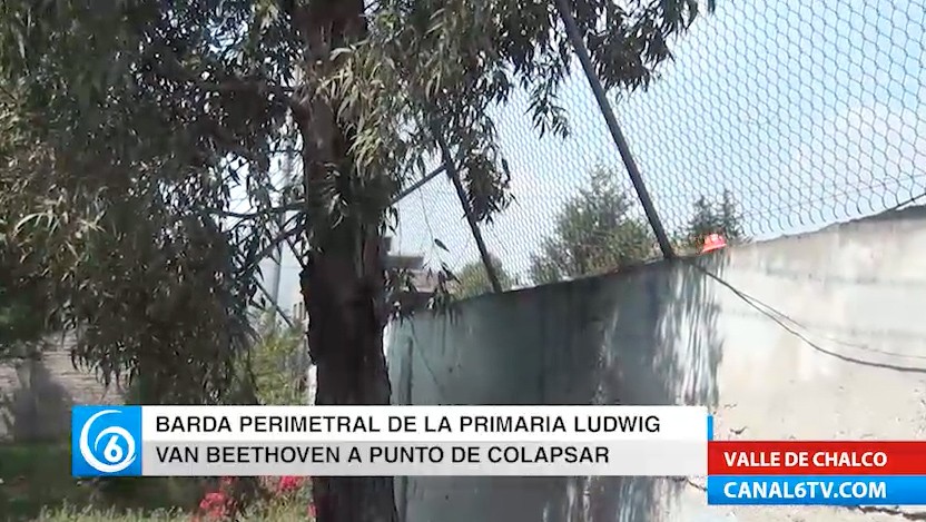 Barda perimetral de la primaria Ludwig Van Beethoven a punto de colapasar