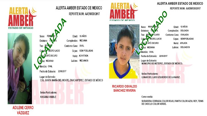 INFORMAN LA LOCALIZACIÓN DE DOS ADOLESCENTES DESAPARECIDOS EN EL EDOMEX