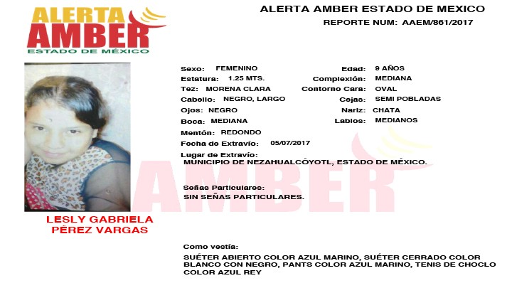 Alerta Amber Estado de México