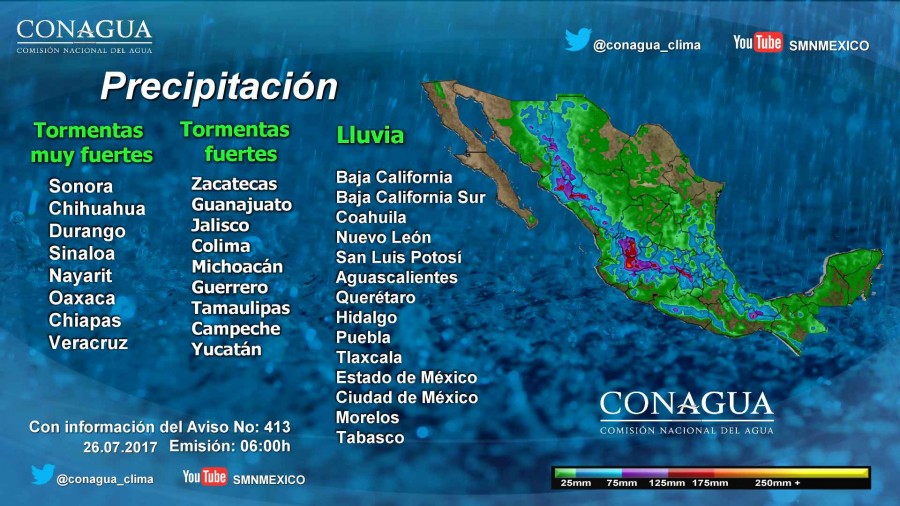 LLUVIAS EN LA MAYOR PARTE DEL PAÍS