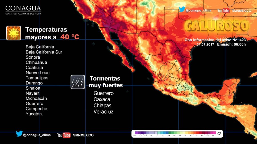 PRONÓSTICAN AMBIENTE CALUROSO EN 14 ESTADOS DE LA REPÚBLICA