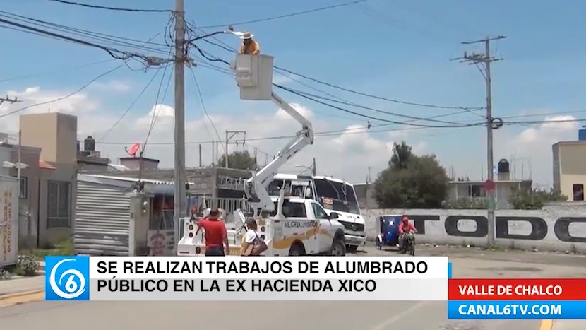 Realizan mantenimiento de luminarias en Ex Hacienda de Xico, Valle de Chalco