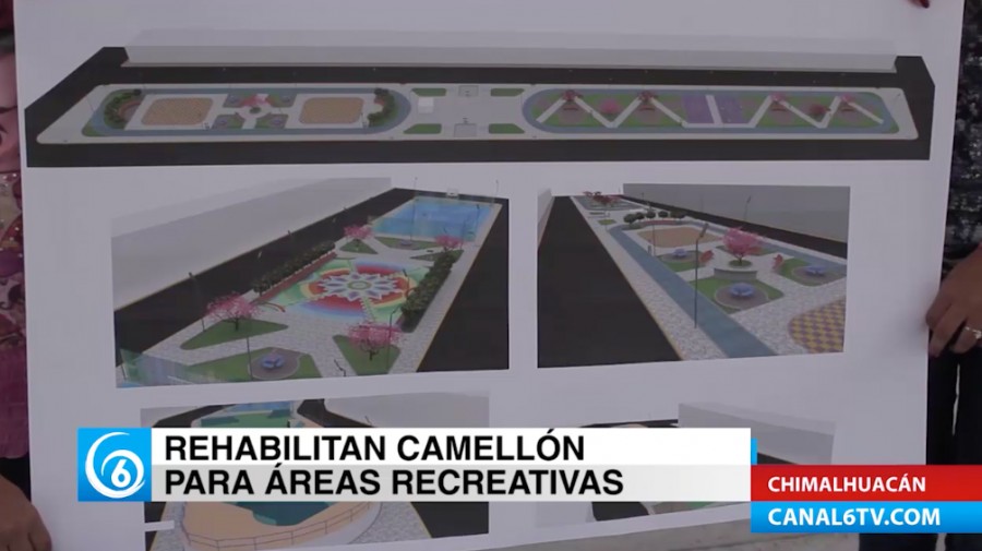 Rehabilitan camellón para áreas recreativas en Chimalhuacán