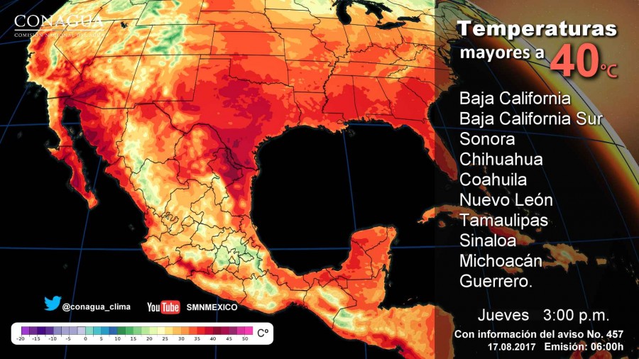 AMBIENTE CALUROSO EN 10 ESTADOS DEL PAÍS