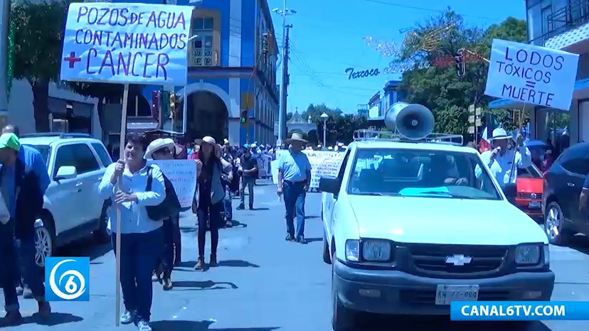 Manifestación en Texcoco contra ecocidio y daño de los Lodos Tóxicos en Tlaminca