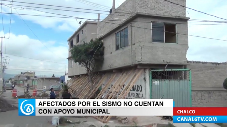 Vecinos de Chalco afectados por el sismo pasado no cuentan con el apoyo municipal