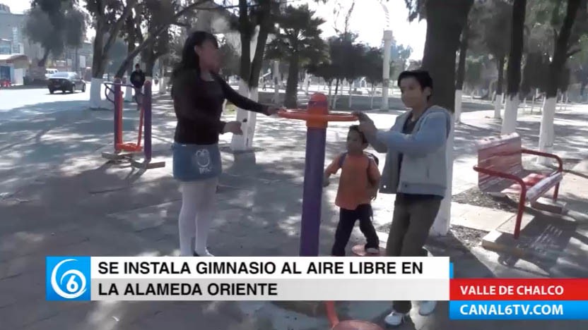 Instalan aparatos de ejercicio en el parque La Alameda, en la colonia Providencia