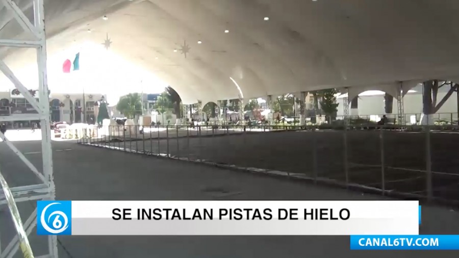 Comienzan con la instalación de pista de hielo en el municipio de Chalco