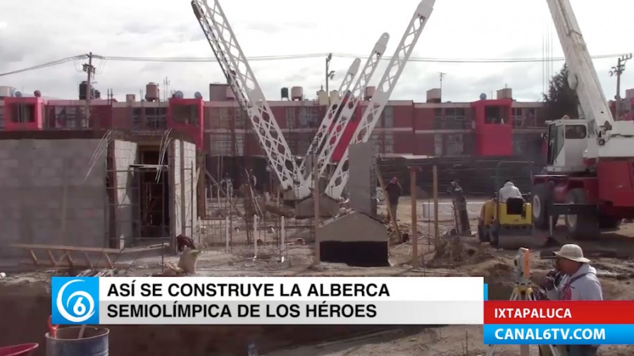 Avanza la construcción de la alberca semi olímpica de la U. H. de Los Héroes, Ixtapaluca