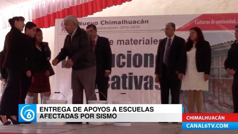 Realizan entrega de botes de pintura a escuelas de Chimalhuacán