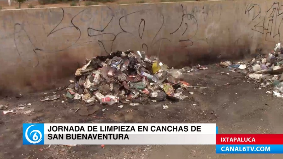 Dirección de residuos sólidos de Ixtapaluca realizan jornada de limpieza en canchas de San Buenaventura