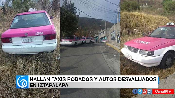 SSP encuentra taxis con reporte de robo en predio baldío de Iztapalapa