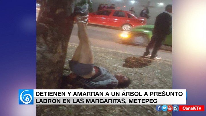 Detienen y amarran a presunto ladrón en Metepec