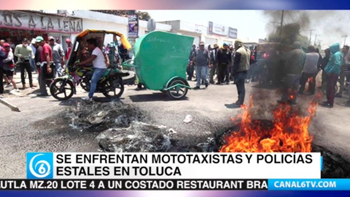 Un operativo de Secretaría de Movilidad terminó en enfrentamiento entre mototaxis irregulares y policías en Toluca