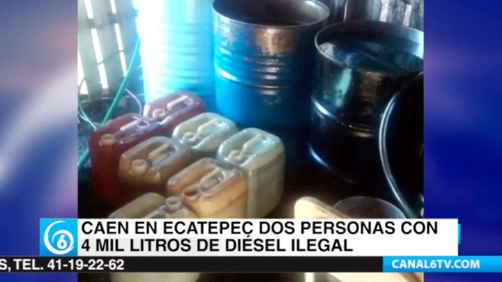 Detienen a dos personas en Ecatepec con 4 mil litros de diésel ilegal