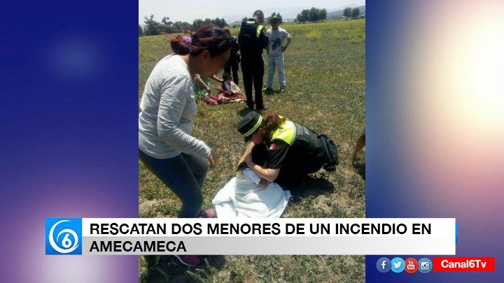 Rescatan dos menores de un incendio en Amecameca