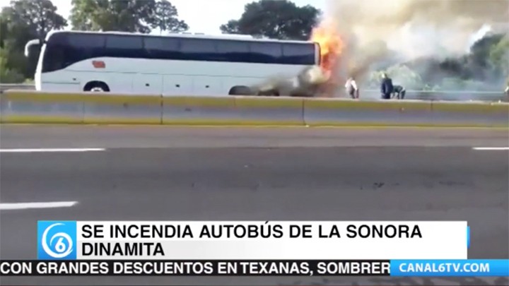 Autobús de la agrupación La Sonora Dinamita se incendio en la Autopista México-Puebla