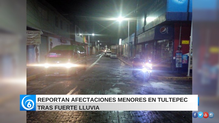 Reportan afectaciones menores en Tultepec tras fuerte lluvia