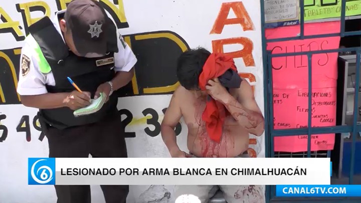 Policías de Chimalhuacán auxiliaron a un hombre que fue agredido con un arma blanca