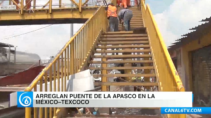 Arreglan puente de La Apasco, sobre la carretera México-Texcoco, en el municipio de Los Reyes La Paz