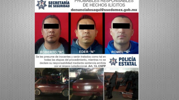 Detienen a cuatro sujetos en Coacalco, tres de estos son elementos policiacos en activo